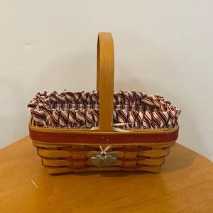 Longaberger, 1997 Small Basket, plastic insert, removable cotton liner w/charm